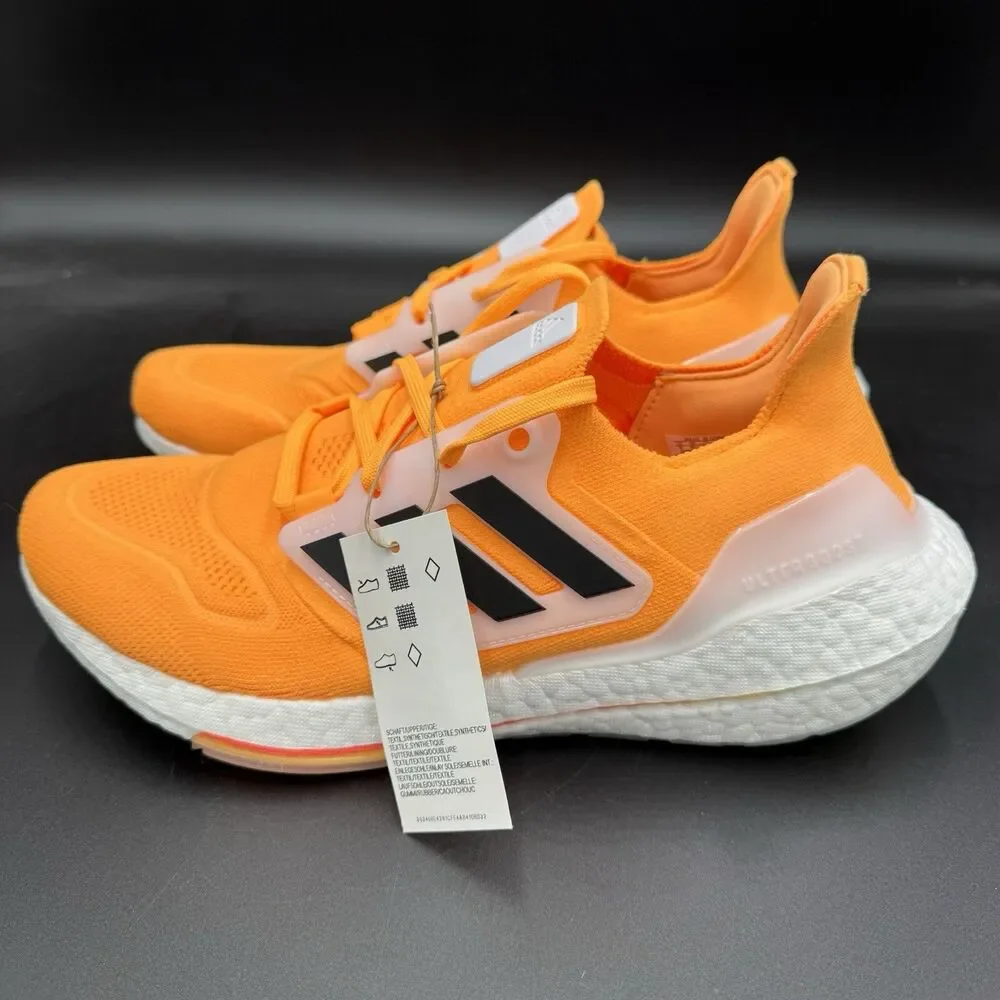 adidas UltraBoost 22 Running Shoes Flash Orange White Black HR1029 Men's Size 9